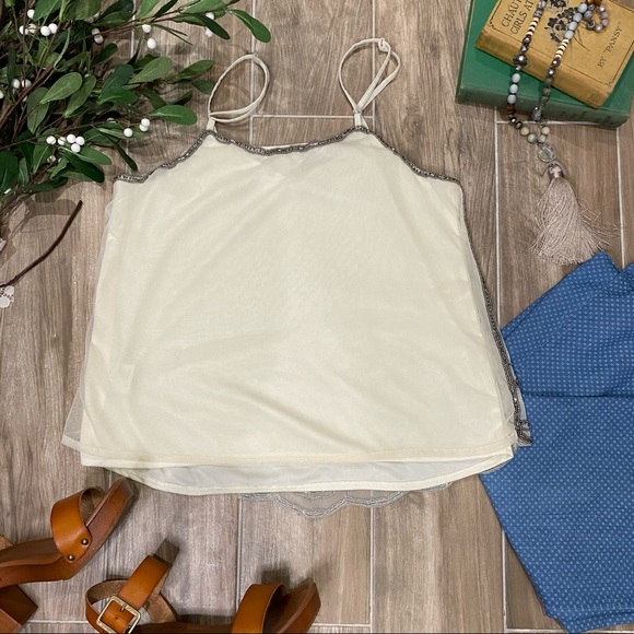 HYDE park cream pewter beaded 20s vibe tank top - Picture 7 of 7